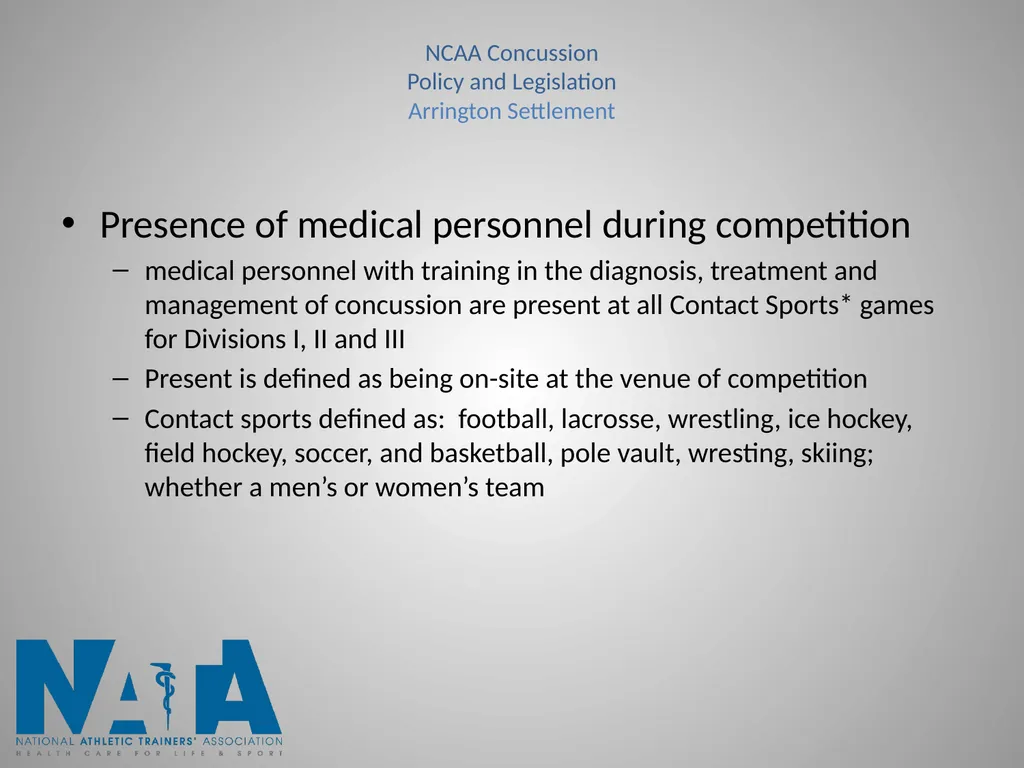 Concussions in Intercollegiate Athletics - slide 17 of 22