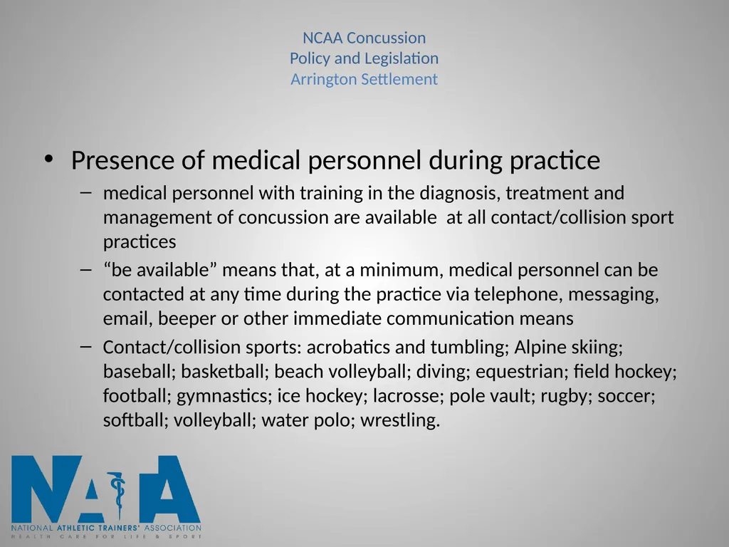 Concussions in Intercollegiate Athletics - slide 18 of 22