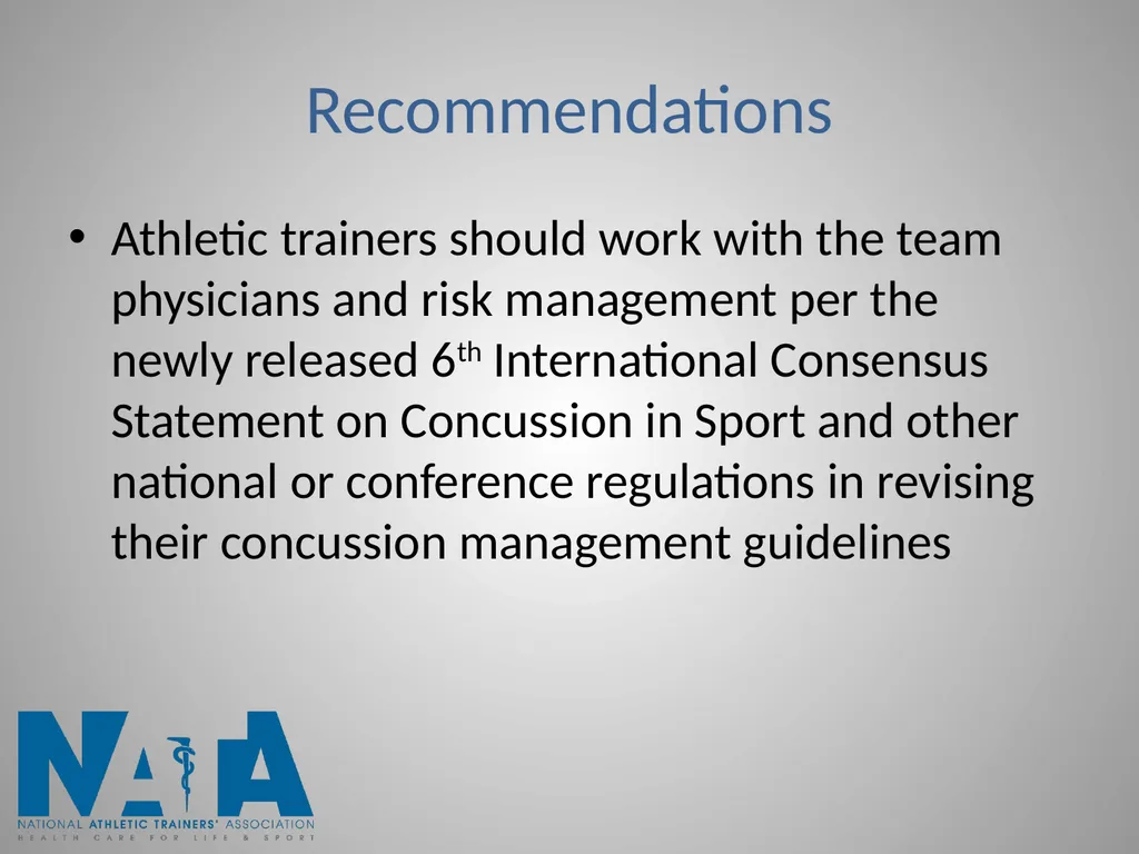 Concussions in Intercollegiate Athletics - slide 20 of 22