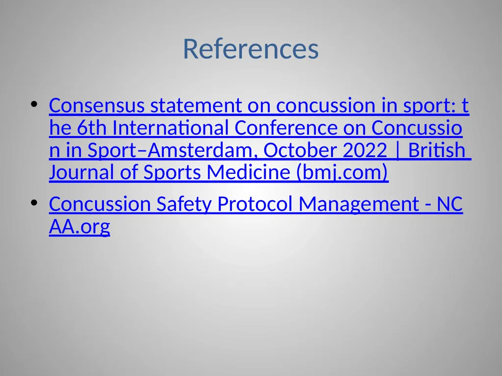 Concussions in Intercollegiate Athletics - slide 21 of 22