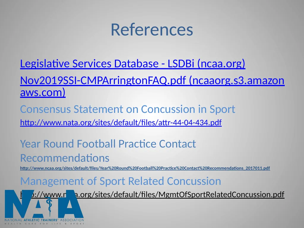 Concussions in Intercollegiate Athletics - slide 22 of 22