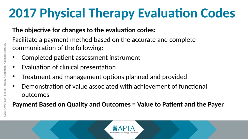 2017 Physical Therapy Evaluation Codes - slide 9 of 52