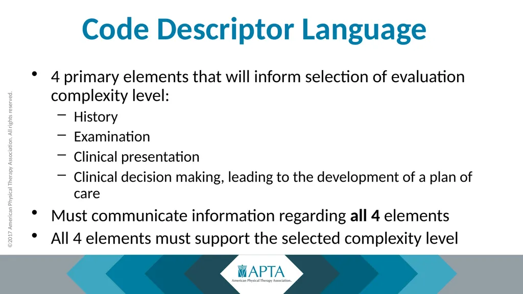 2017 Physical Therapy Evaluation Codes - slide 21 of 52