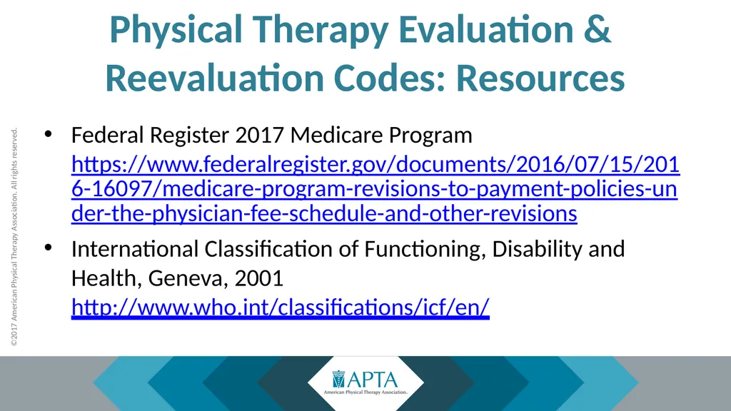 2017 Physical Therapy Evaluation Codes - slide 42 of 52