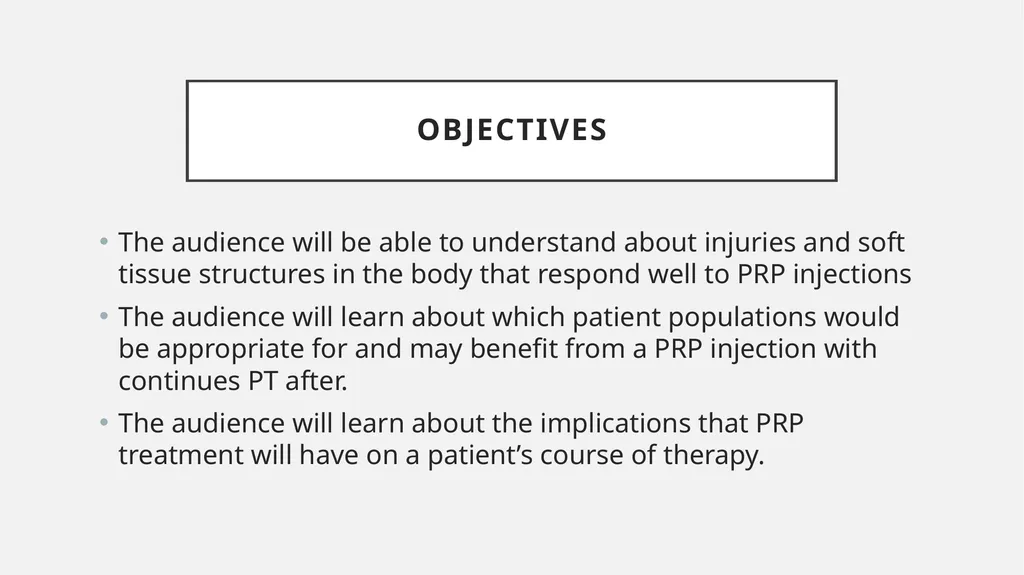 Physical Therapy Post-Platelet Rich Plasma - slide 2 of 15
