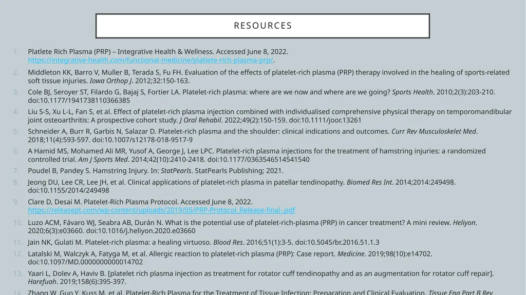 Physical Therapy Post-Platelet Rich Plasma - slide 15 of 15