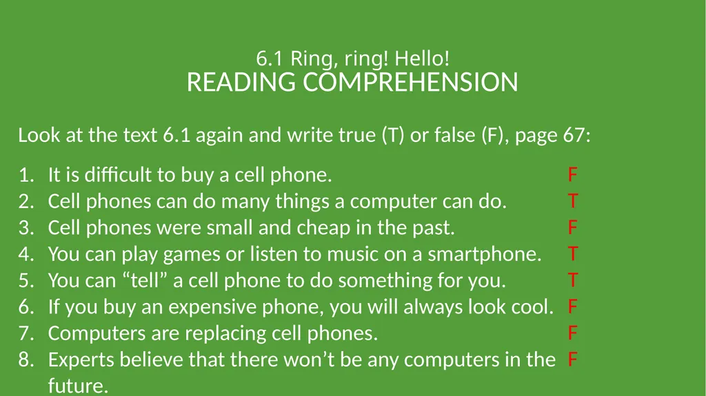 UNIT 6 THE MODERN WORLD 6.1 Ring, ring! Hello! Do - slide 4 of 6