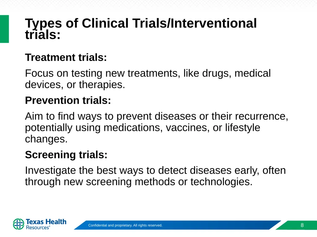 Clinical Trial Phases & Design of Clinical Trials - slide 8 of 17