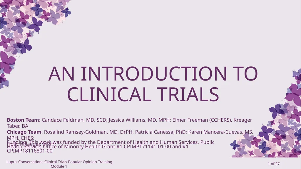 An Introduction to Clinical Trials Lupus - slide 1 of 27