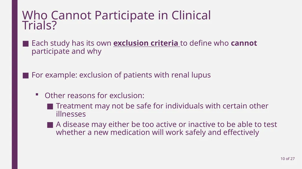 An Introduction to Clinical Trials Lupus - slide 10 of 27