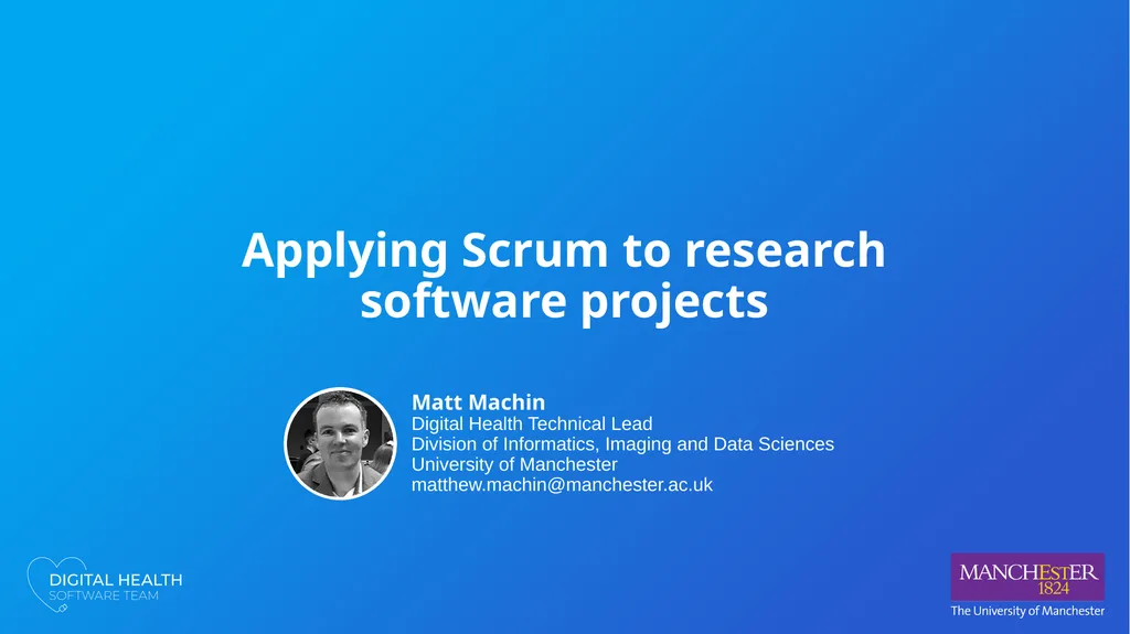 Applying Scrum to research software projects - slide 1 of 11