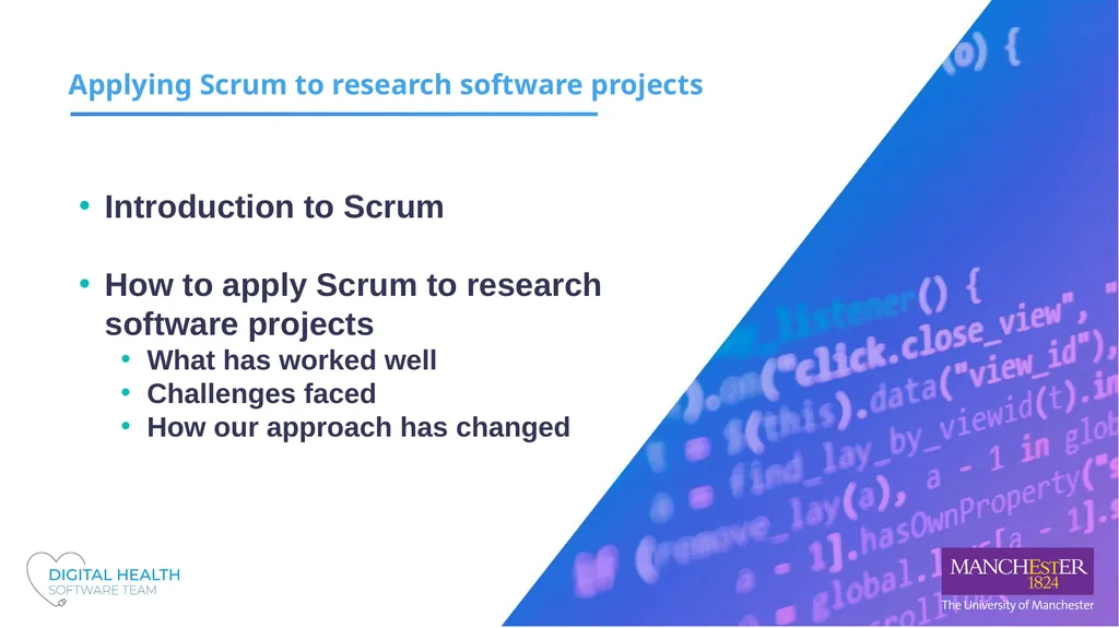 Applying Scrum to research software projects - slide 2 of 11