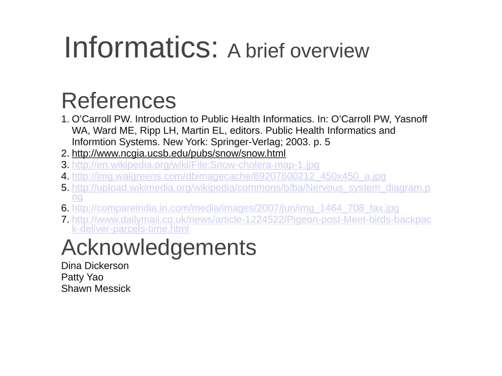 Informatics A brief overview Chia-Hua Yu - slide 41 of 42