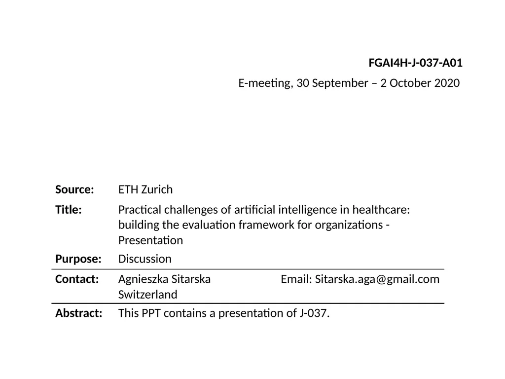 FGAI4H-J-037-A01 E-meeting, 30 September – 2 - slide 1 of 14