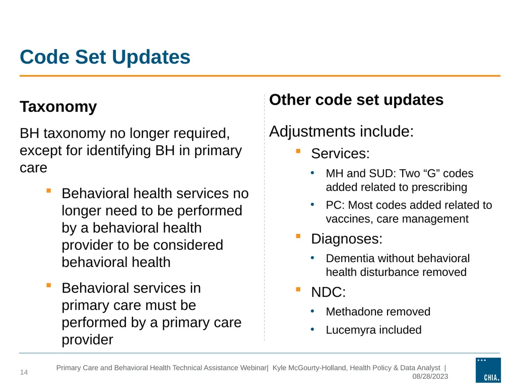 Primary Care and behavioral health Technical - slide 14 of 17