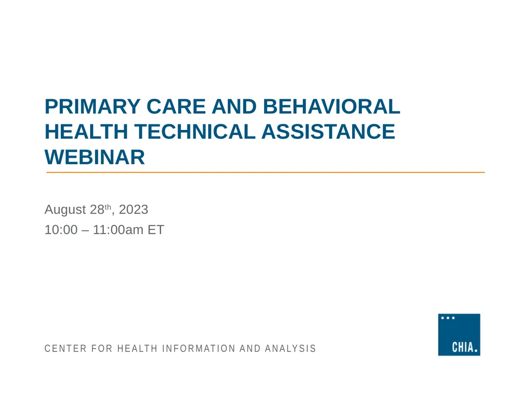Primary Care and behavioral health Technical - slide 1 of 17
