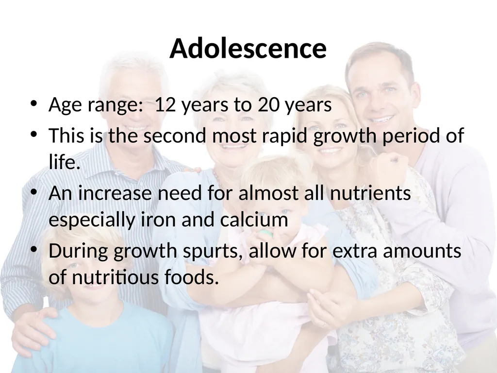 Nutrition Throughout Life Nutritional Needs - slide 10 of 31