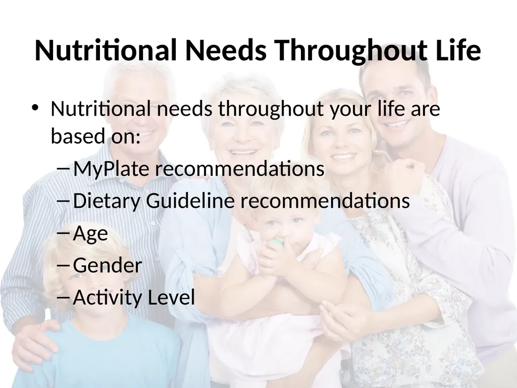 Nutrition Throughout Life Nutritional Needs - slide 2 of 31