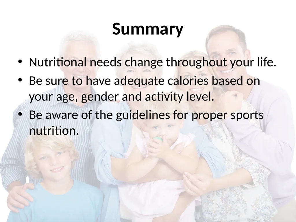 Nutrition Throughout Life Nutritional Needs - slide 31 of 31