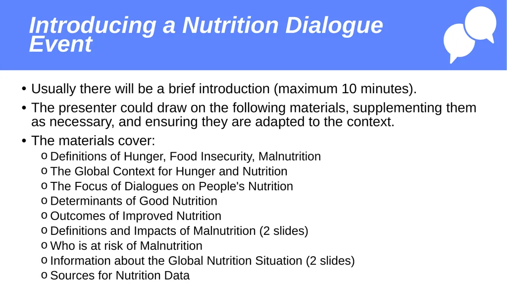 Introducing a Nutrition Dialogue Event Materials - slide 2 of 13