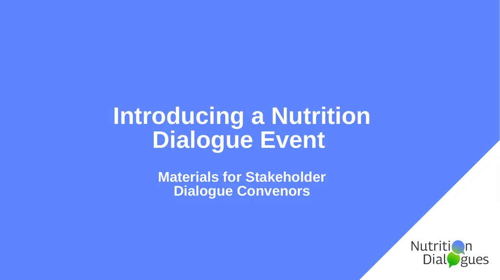 Introducing a Nutrition Dialogue Event Materials