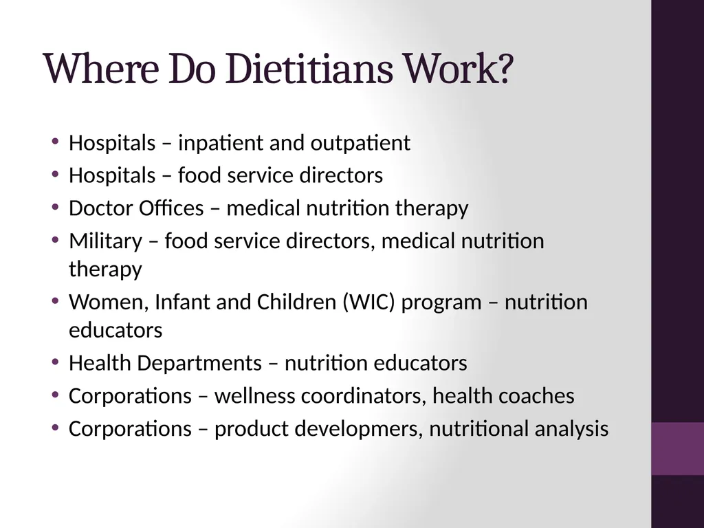 Dietetics: Beyond the Hospital presented by - slide 7 of 11