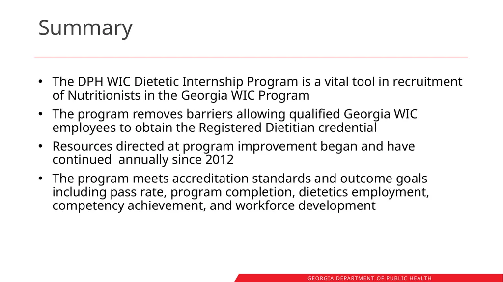 Registered Dietitians in Georgia WIC: Workforce - slide 38 of 41