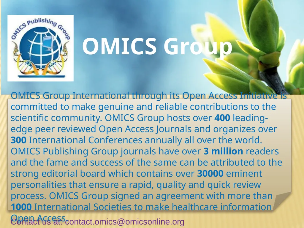 OMICS Group Contact us at: - slide 1 of 12