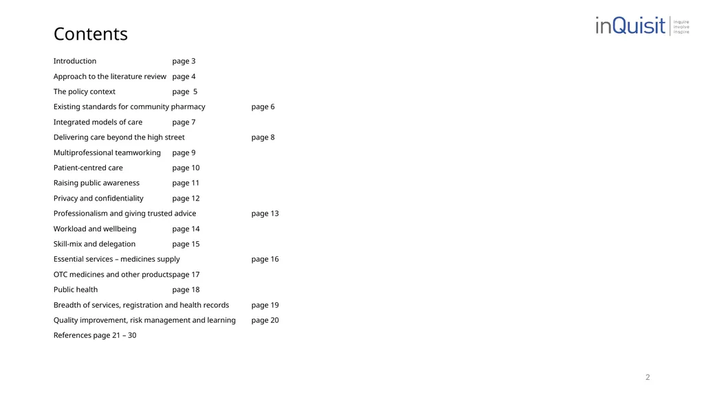 Literature review to frame the development of - slide 2 of 30