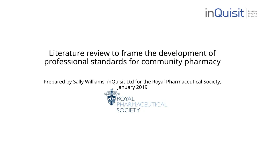 Literature review to frame the development of - slide 1 of 30