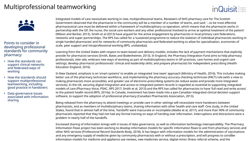 Literature review to frame the development of - slide 9 of 30