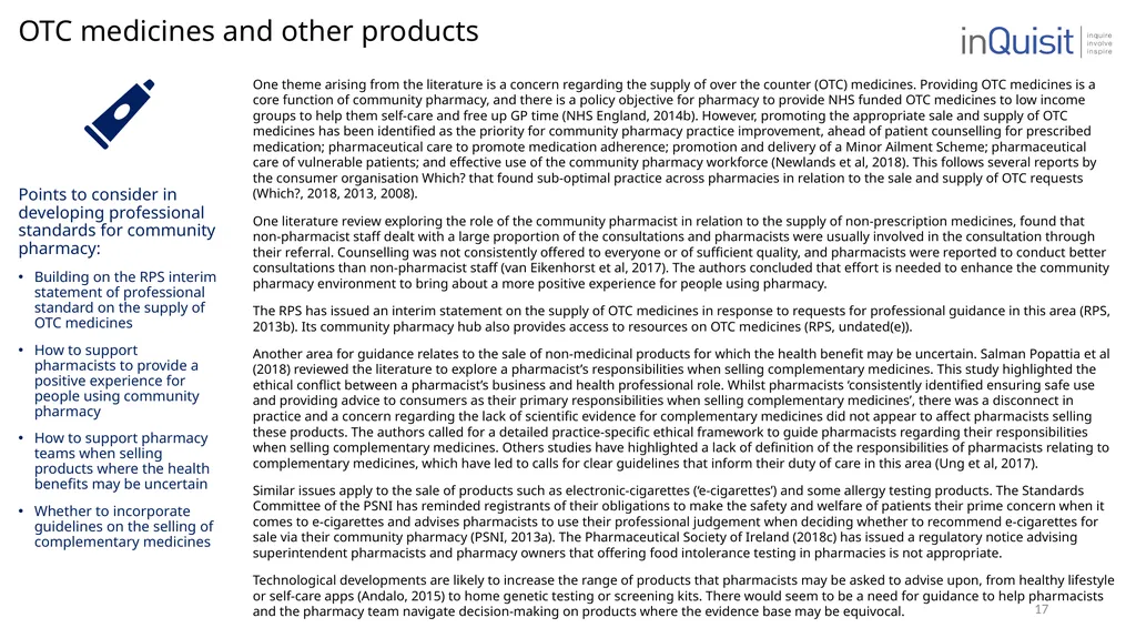 Literature review to frame the development of - slide 17 of 30