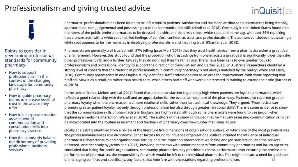 Literature review to frame the development of - slide 13 of 30