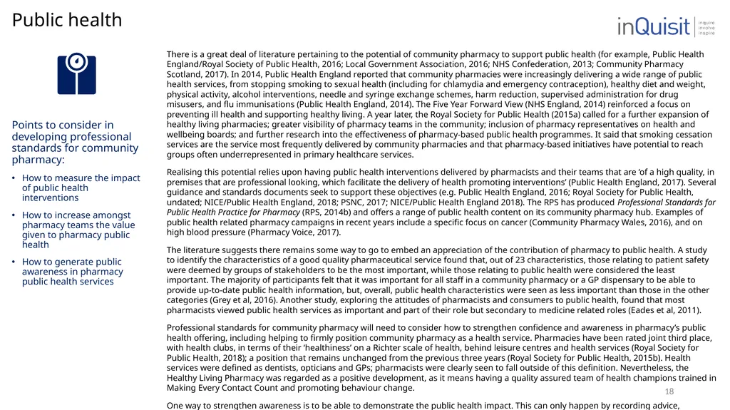 Literature review to frame the development of - slide 18 of 30