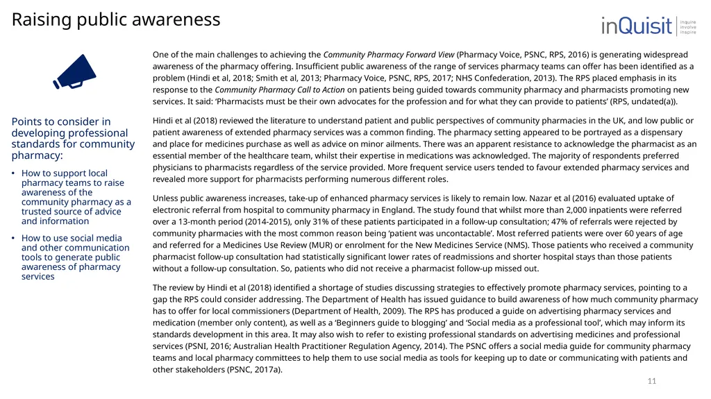 Literature review to frame the development of - slide 11 of 30