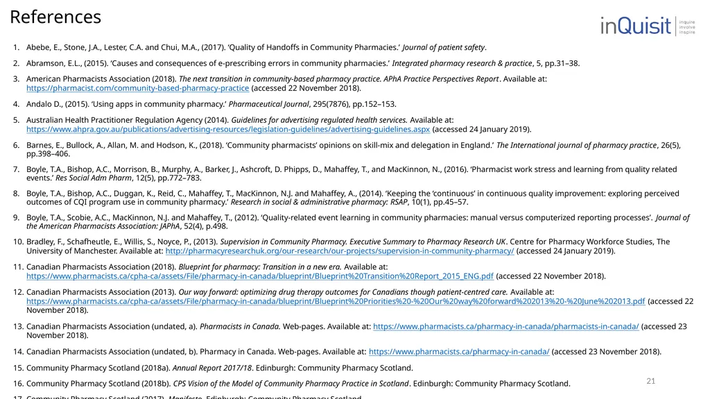 Literature review to frame the development of - slide 21 of 30
