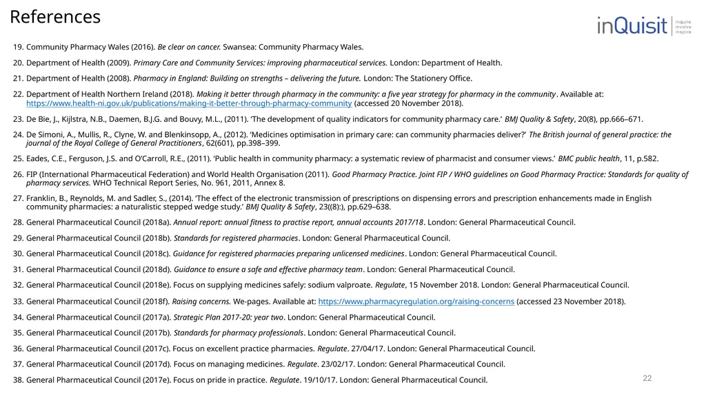 Literature review to frame the development of - slide 22 of 30