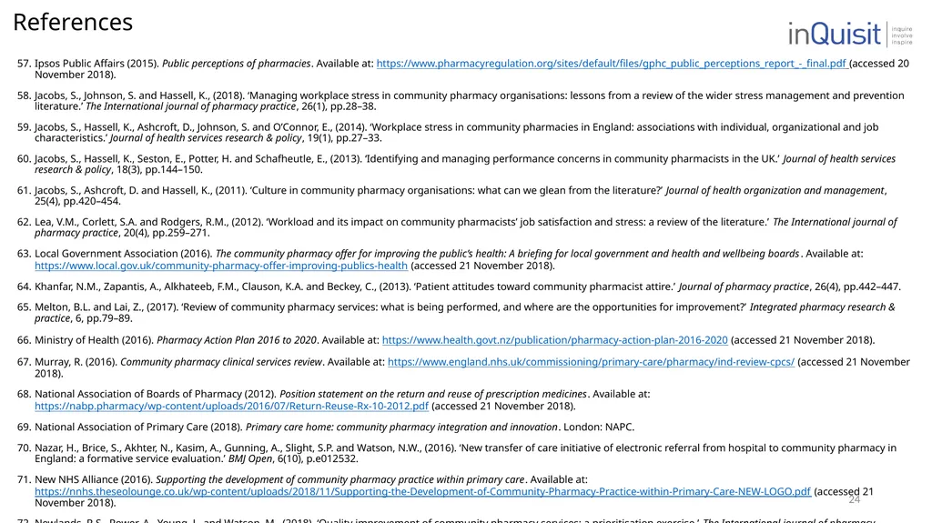 Literature review to frame the development of - slide 24 of 30