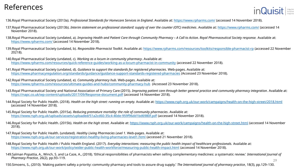 Literature review to frame the development of - slide 29 of 30