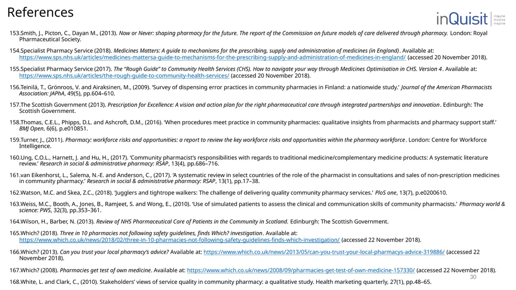 Literature review to frame the development of - slide 30 of 30
