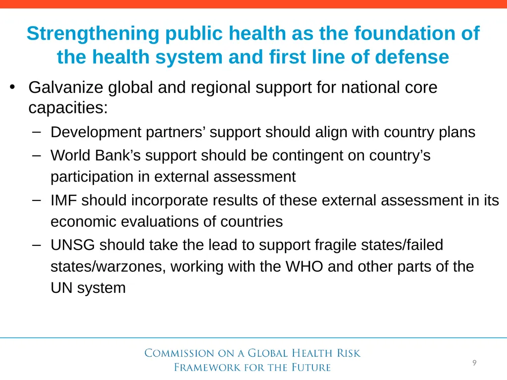 Need for a Global Health Risk Framework Global - slide 20 of 40