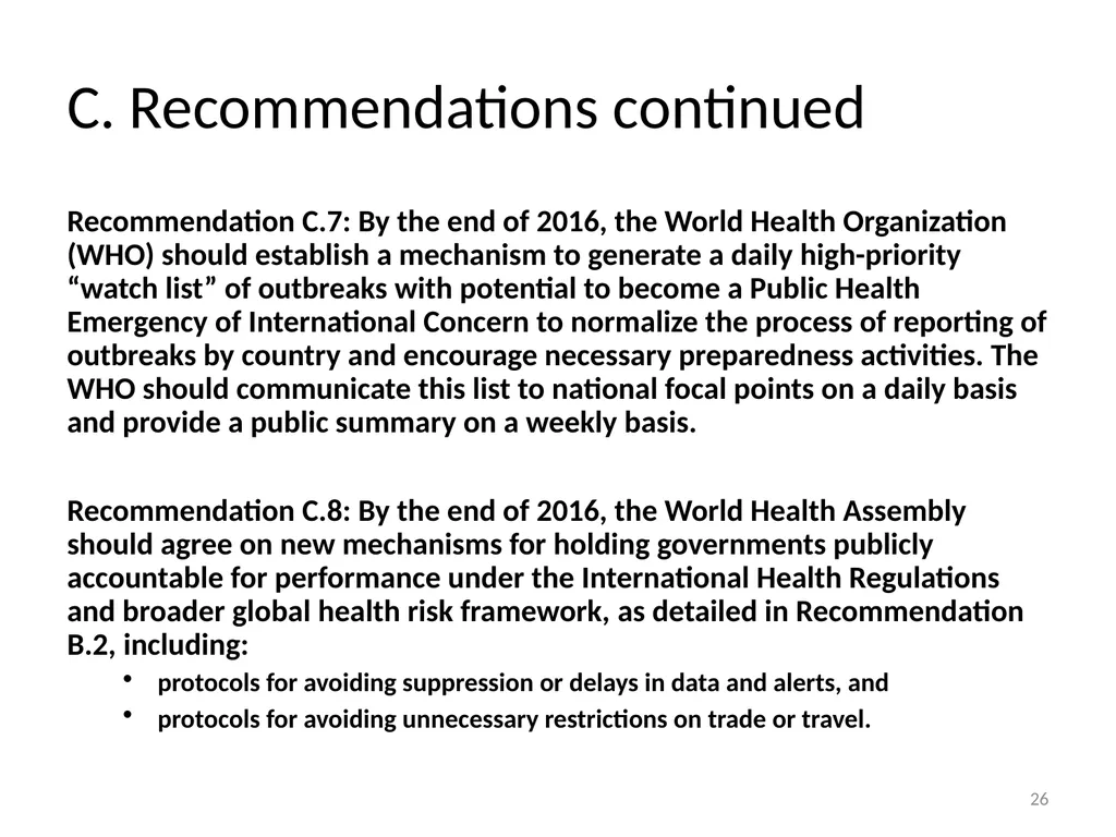 Need for a Global Health Risk Framework Global - slide 37 of 40