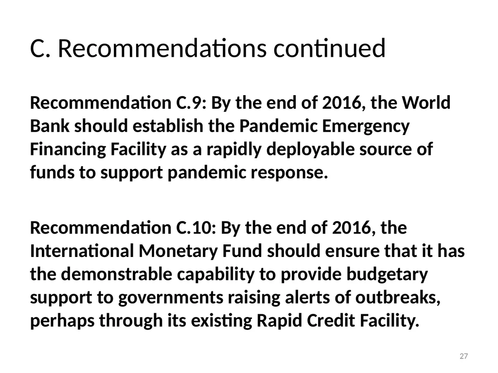 Need for a Global Health Risk Framework Global - slide 38 of 40