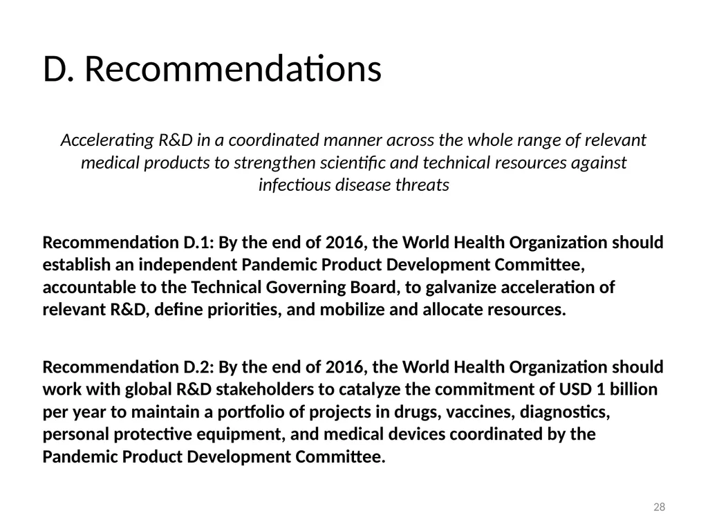Need for a Global Health Risk Framework Global - slide 39 of 40