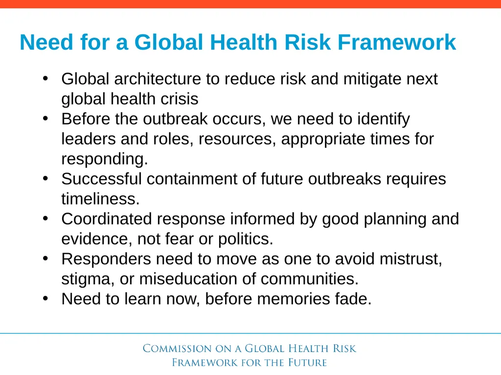 Need for a Global Health Risk Framework Global - slide 2 of 40
