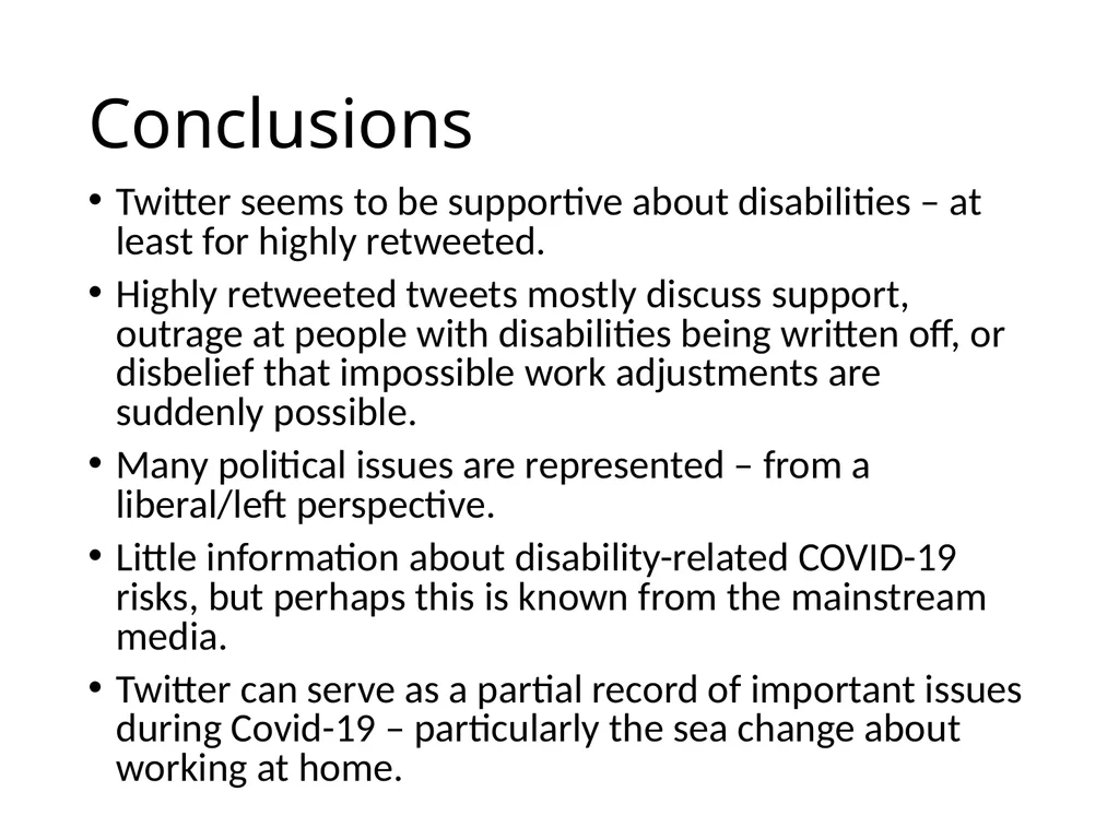 Retweeting COVID-19 disability issues: Risks, - slide 18 of 18
