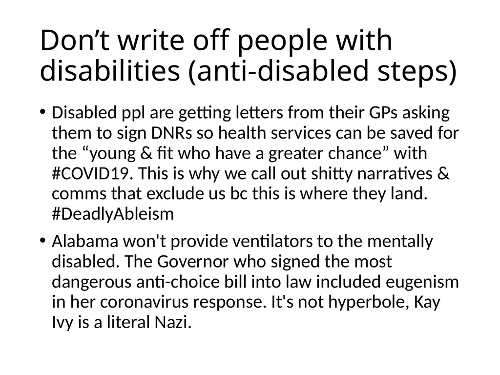 Retweeting COVID-19 disability issues: Risks, - slide 9 of 18