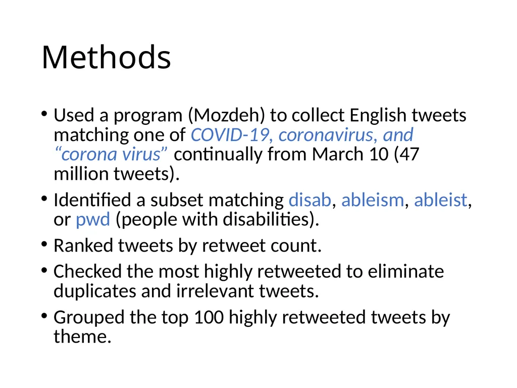 Retweeting COVID-19 disability issues: Risks, - slide 5 of 18
