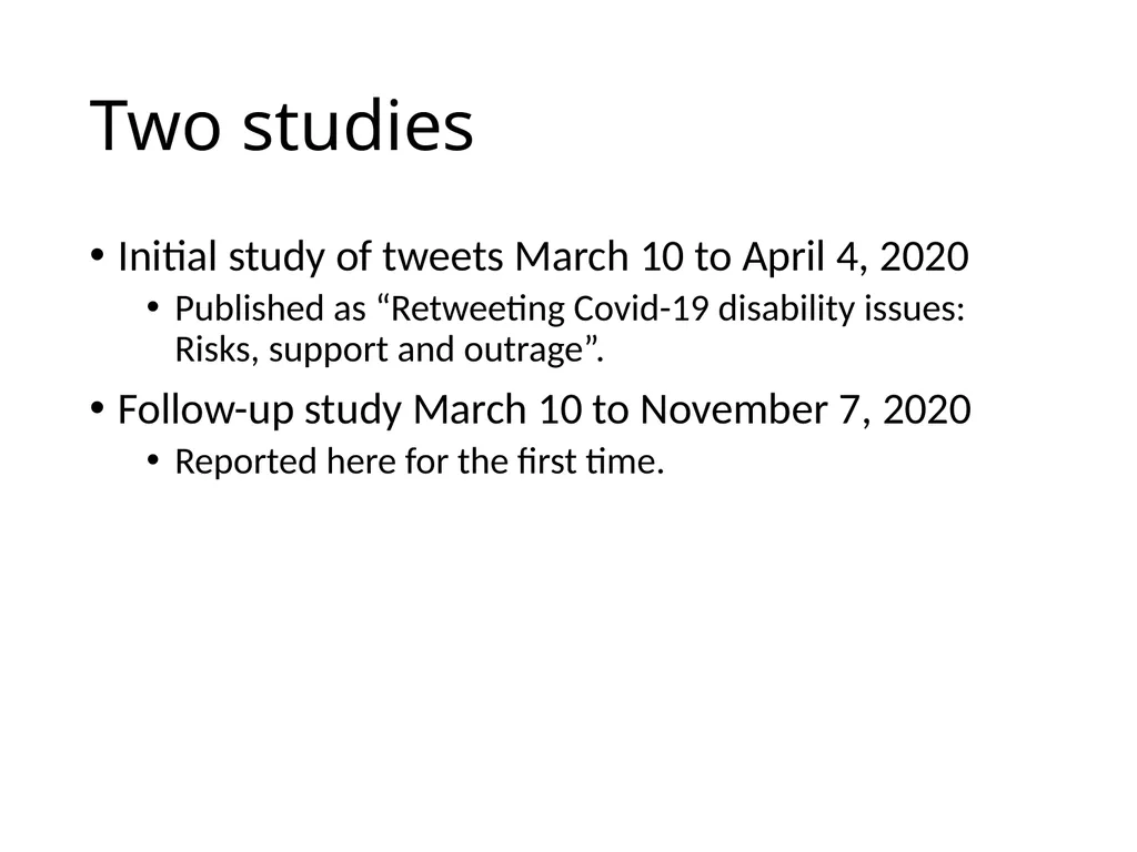 Retweeting COVID-19 disability issues: Risks, - slide 4 of 18