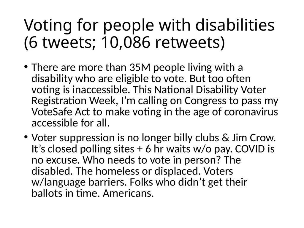 Retweeting COVID-19 disability issues: Risks, - slide 15 of 18